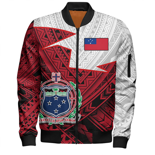 Samoa Bomber Jacket Polynesian Tattoo Flag And Coat Of Arms