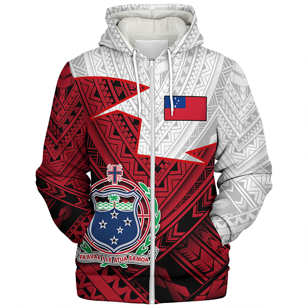 Samoa Sherpa Hoodie Polynesian Tattoo Flag And Coat Of Arms
