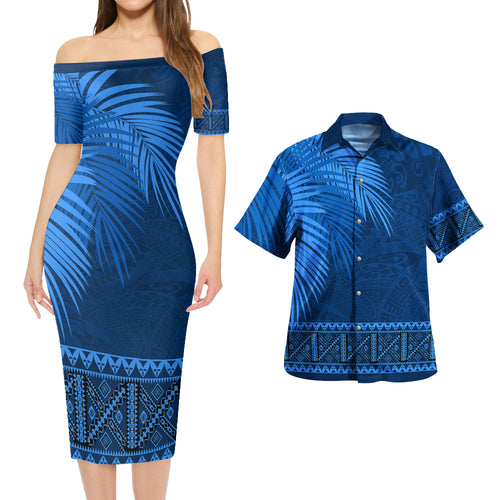 Samoa Combo Short Sleeve Dress And Shirt Masi Dobby Fabric Leaves