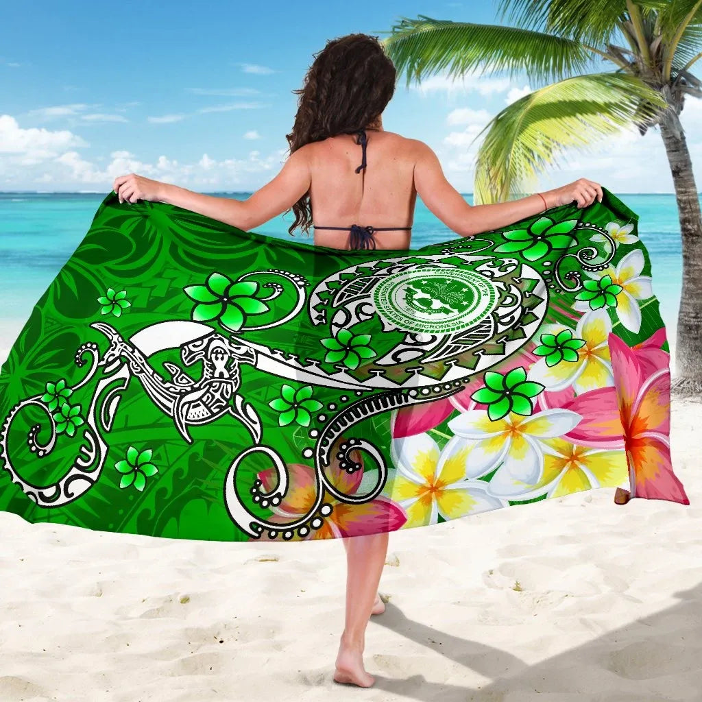 FSM Sarong - Turtle Plumeria (Green)