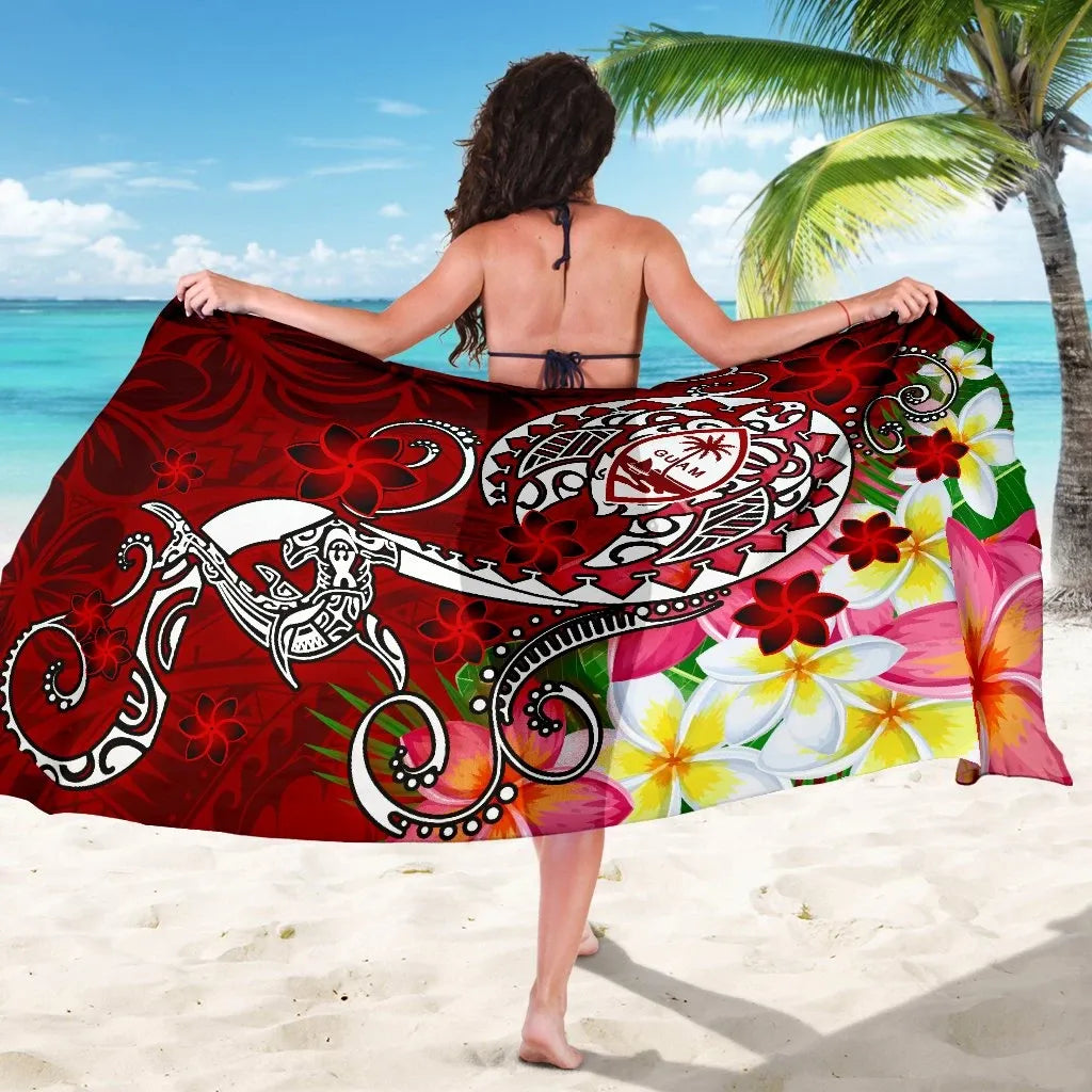 Guam Sarong - Turtle Plumeria (Red)