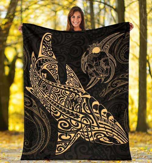 Shark Polynesian Blanket - Polynesian Tattoo Gold