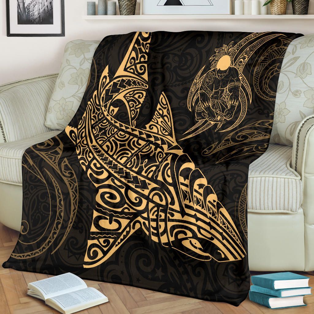 Shark Polynesian Blanket - Polynesian Tattoo Gold