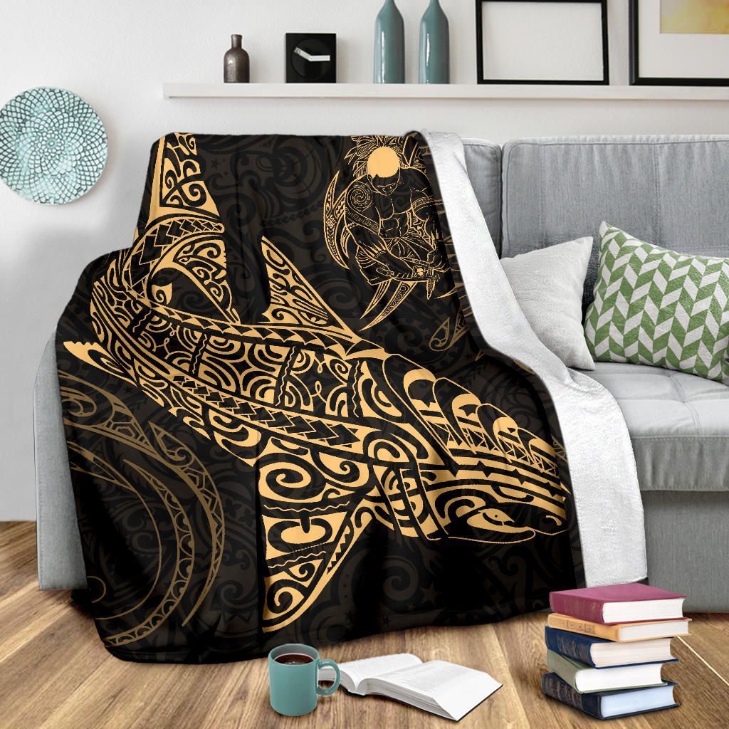 Shark Polynesian Blanket - Polynesian Tattoo Gold