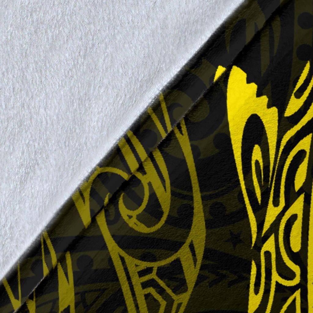 Shark Polynesian Blanket - Polynesian Tattoo Yellow