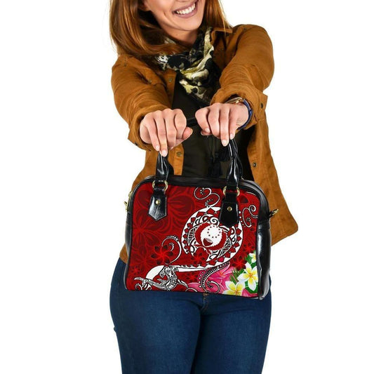 Pohnpei Shoulder Handbag - Turtle Plumeria (Red)