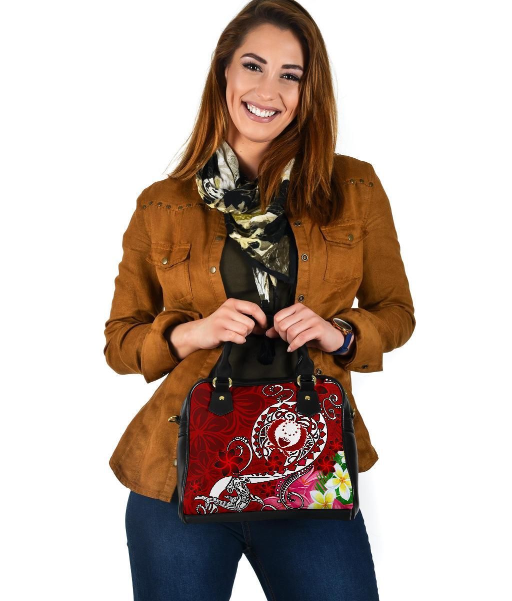 Pohnpei Shoulder Handbag - Turtle Plumeria (Red)