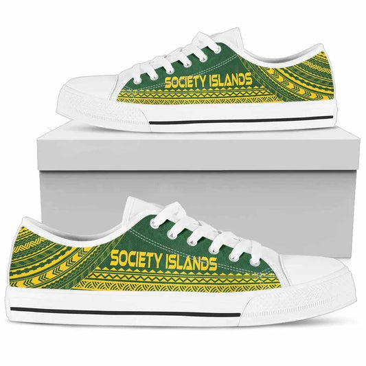 Society Islands Low Top Shoes - Polynesian Flag Chief Version