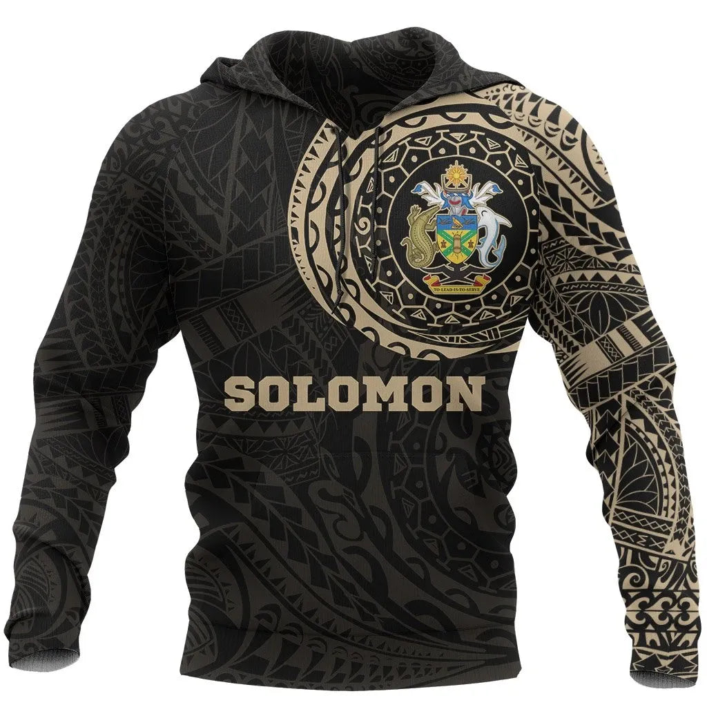 Solomon Hoodie - Solomon Coat Of Arms Polynesian Tattoo Style