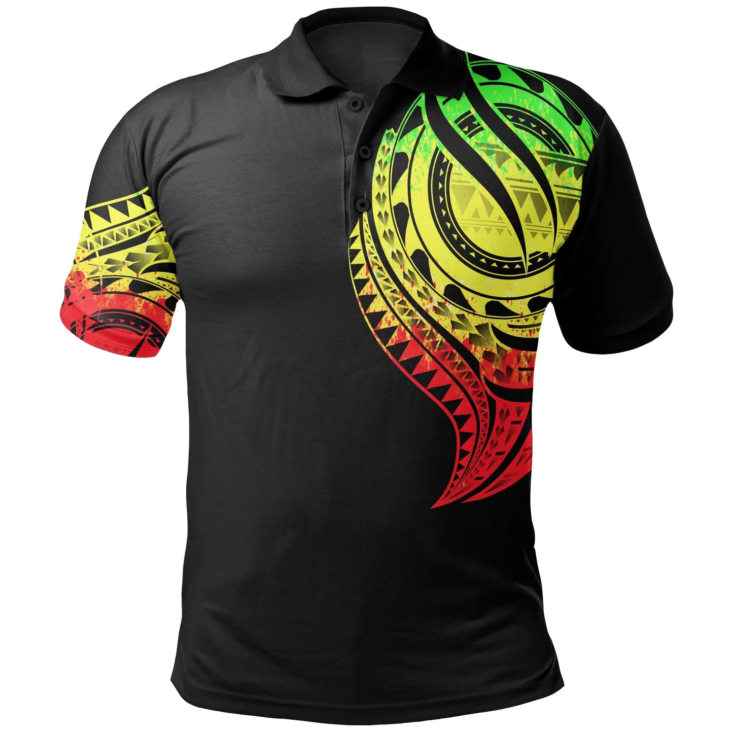 Solomon Islands Polo Shirt - Solomon Islands Tatau Reggae Patterns With Coat Of Arms