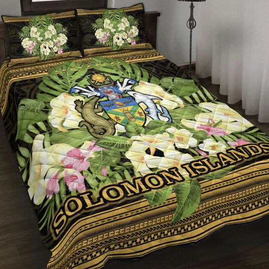 Solomon Islands Quilt Bed Set - Polynesian Gold Patterns Collection