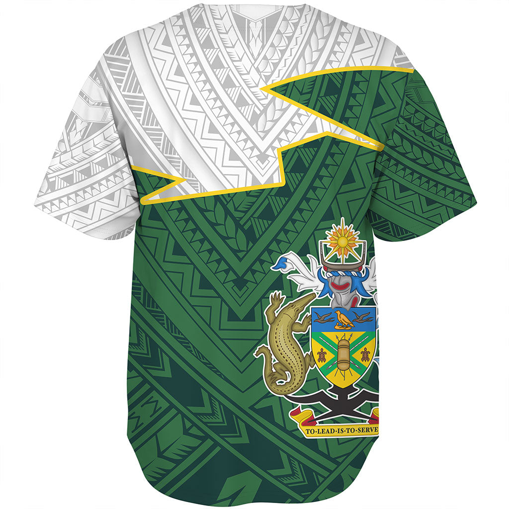 Solomon Islands Baseball Shirt Polynesian Tattoo Flag And Coat Of Arms