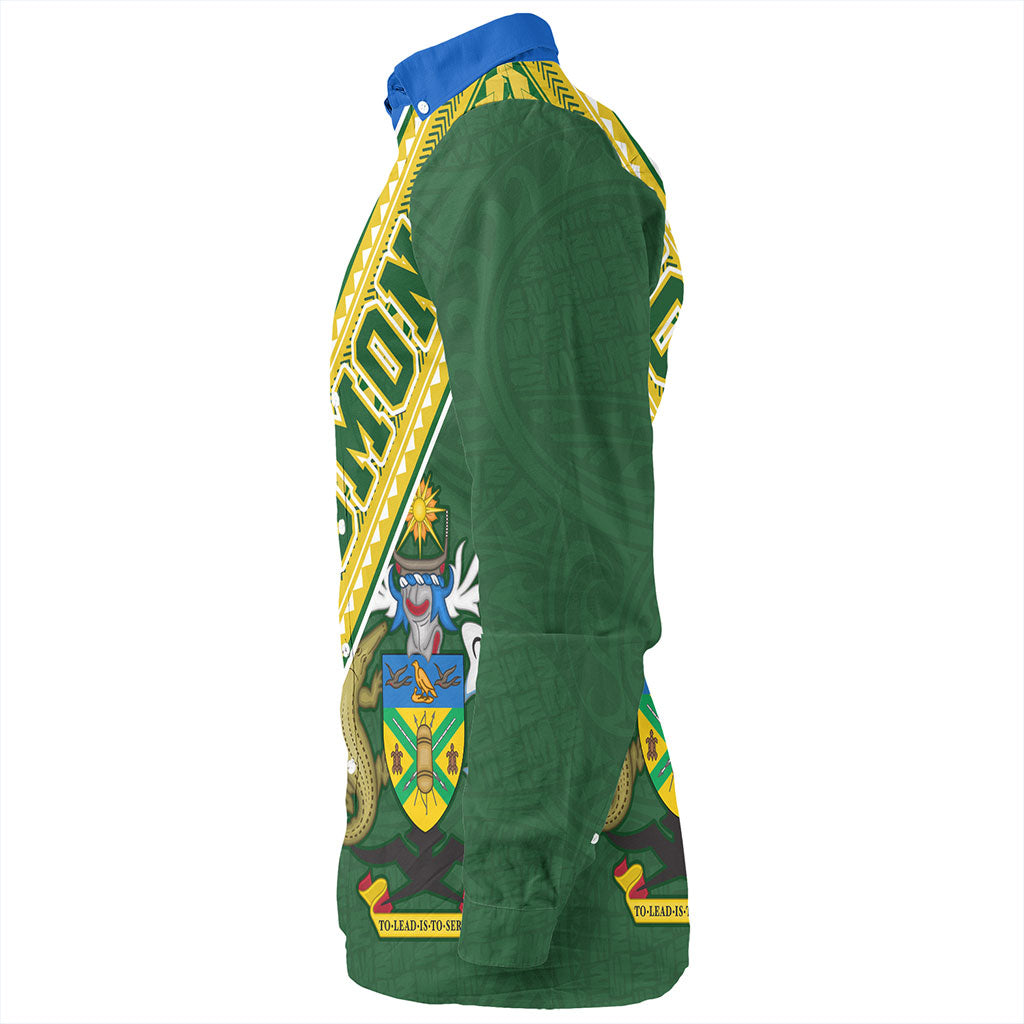 Solomon Islands Long Sleeve Shirt Flag And Coat Of Arms