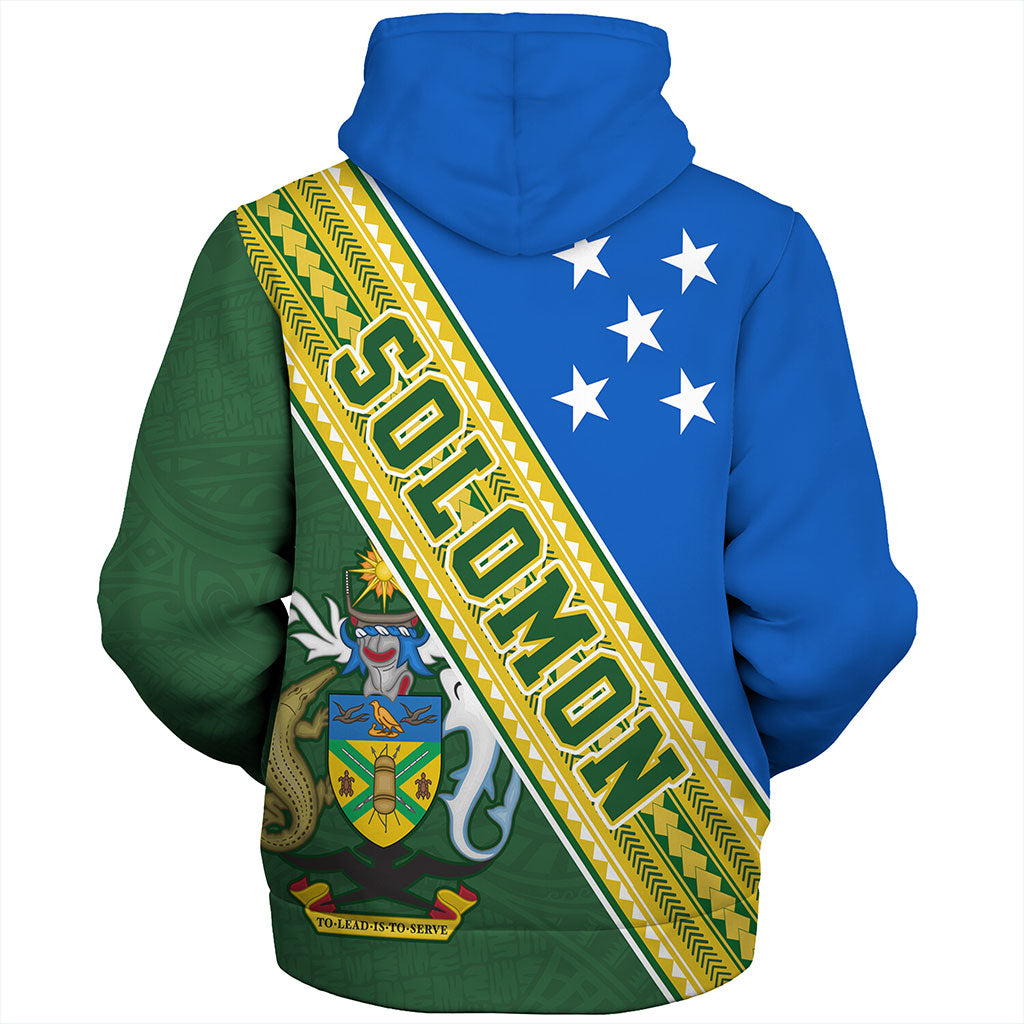 Solomon Islands Sherpa Hoodie Flag And Coat Of Arms