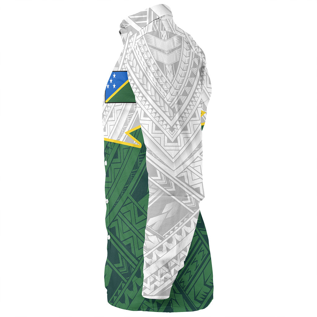 Solomon Islands Long Sleeve Shirt Polynesian Tattoo Flag And Coat Of Arms