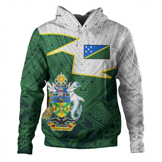 Solomon Islands Hoodie Polynesian Tattoo Flag And Coat Of Arms