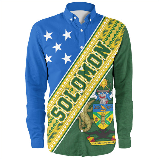 Solomon Islands Long Sleeve Shirt Flag And Coat Of Arms