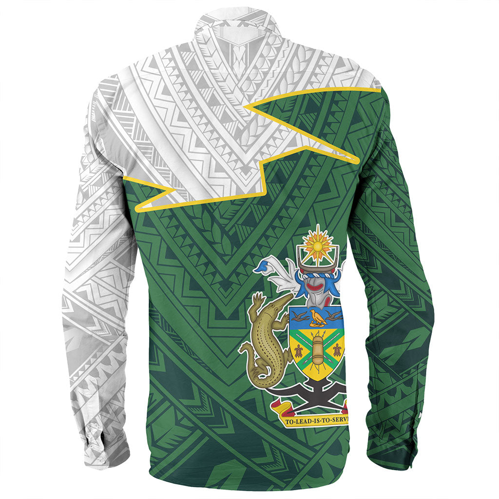Solomon Islands Long Sleeve Shirt Polynesian Tattoo Flag And Coat Of Arms