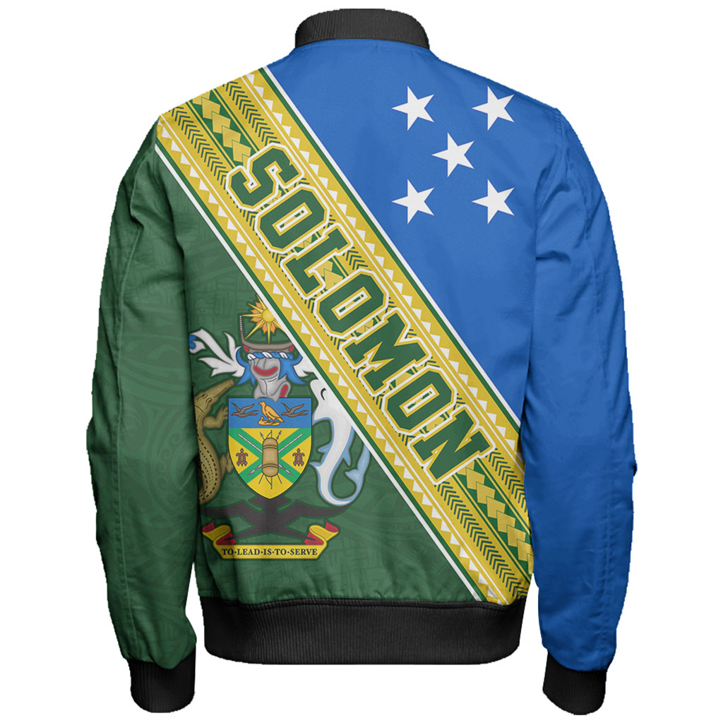 Solomon Islands Bomber Jacket Flag And Coat Of Arms