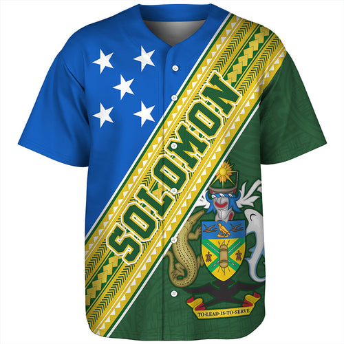 Solomon Islands Baseball Shirt Flag And Coat Of Arms