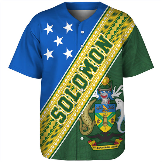 Solomon Islands Baseball Shirt Flag And Coat Of Arms