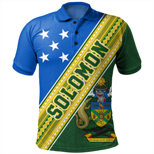 Solomon Islands Polo Shirt Flag And Coat Of Arms