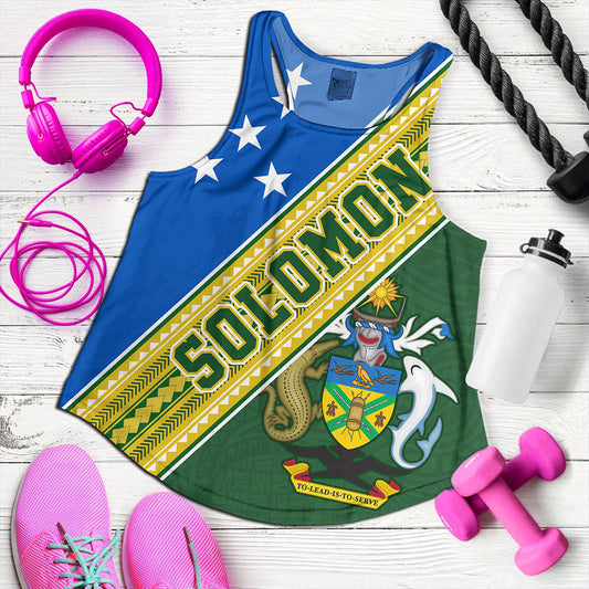 Solomon Islands Women Tank Flag And Coat Of Arms
