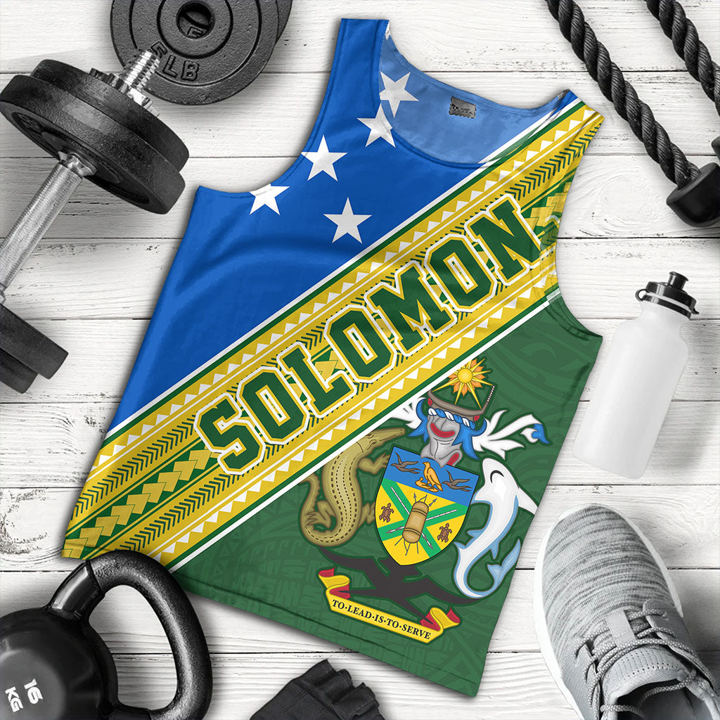 Solomon Islands Tank Top Flag And Coat Of Arms