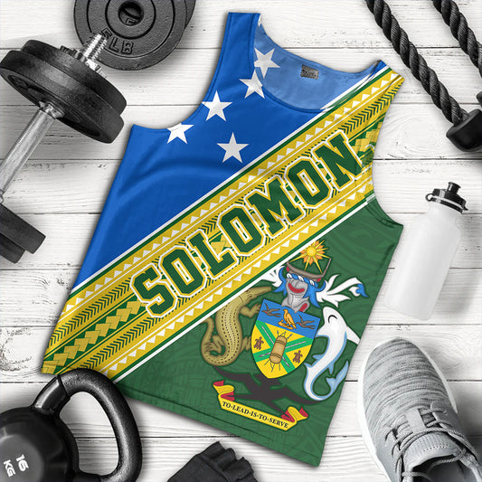 Solomon Islands Tank Top Flag And Coat Of Arms