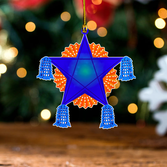 Philippines Filipinos Acrylic And Wooden Ornament Star Light Blue