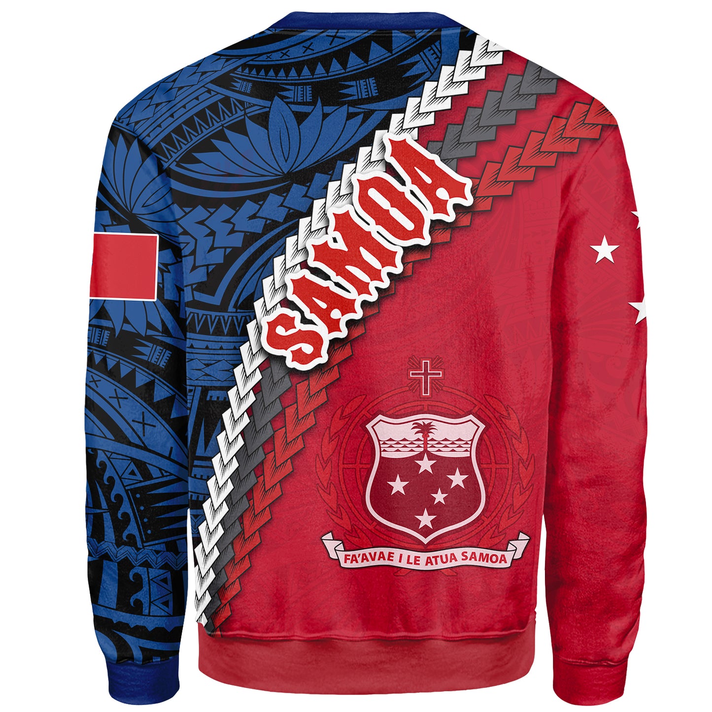 Samoa Sweatshirt - Samoa Coat Of Arms With Polynesian Tribal Flag Style