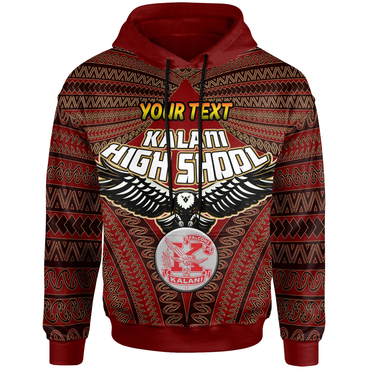 Hawaii Kalani High School Custom Hoodie - Kalani High School Polynesian With Falcon Pattern