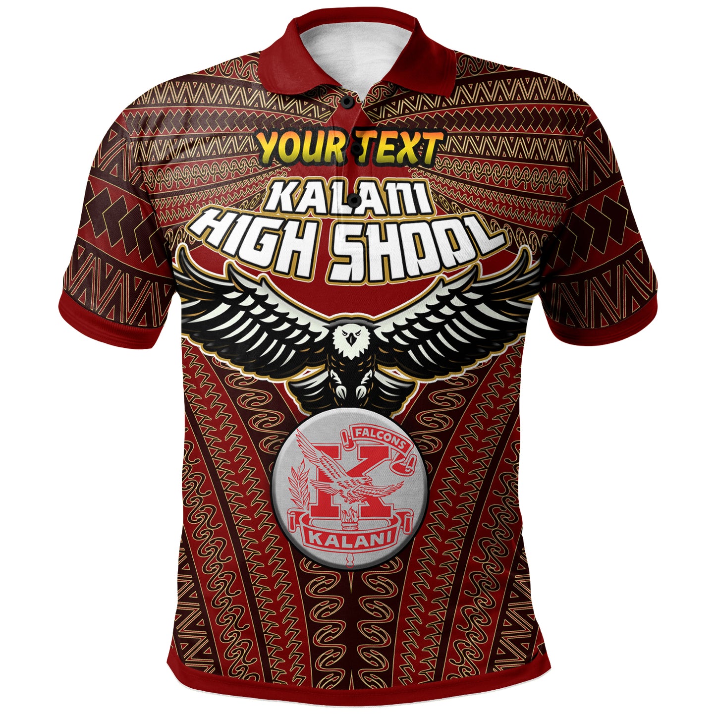 Hawaii Kalani High School Custom Polo Shirt - Kalani High School Polynesian With Falcon Pattern