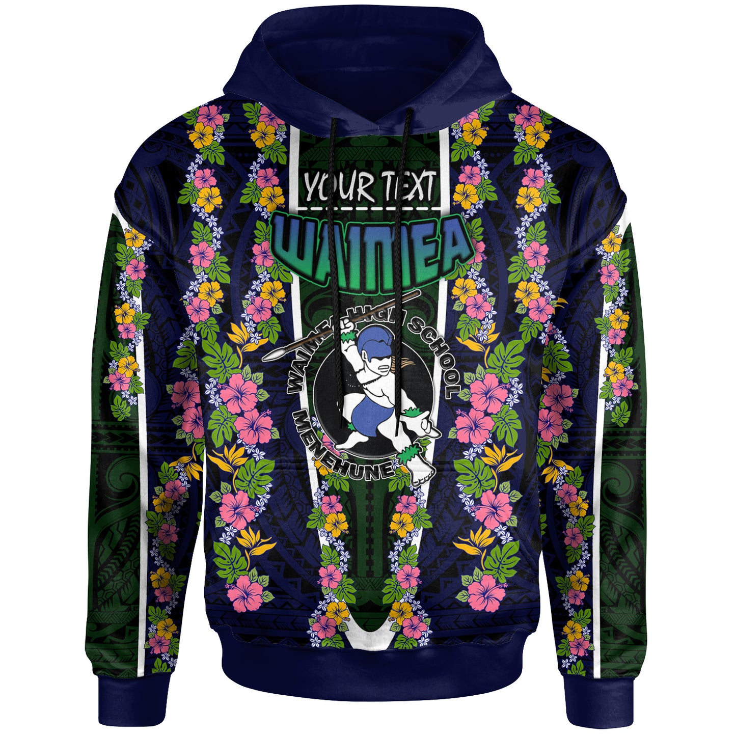 Hawaii Waimea High School Custom Hoodie - Waimea High School Polynesian With Floral Pattern