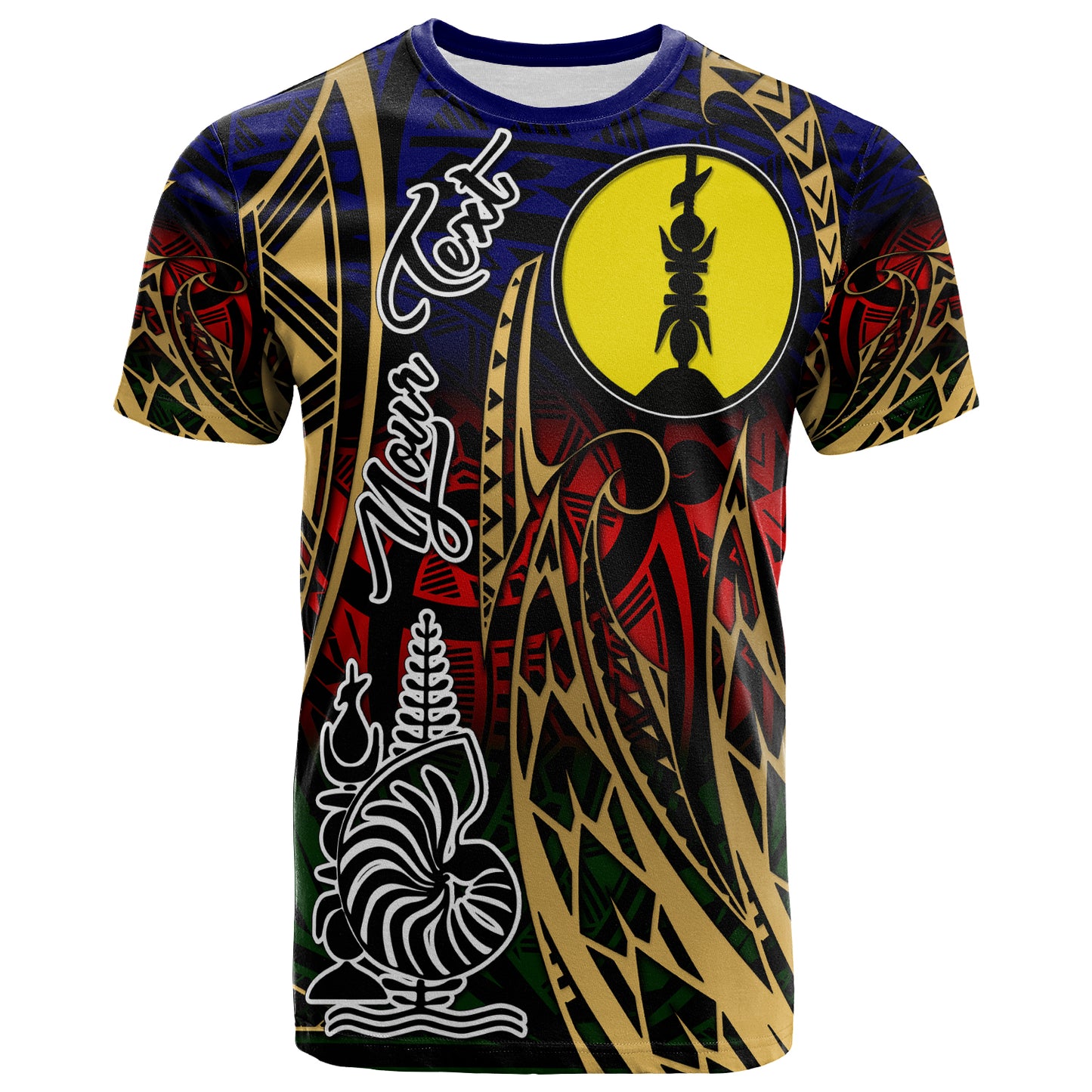 New Caledonia T-shirt - Custom New Caledonia Flag Coat Of Arms Polynesian Pattern T-shirt