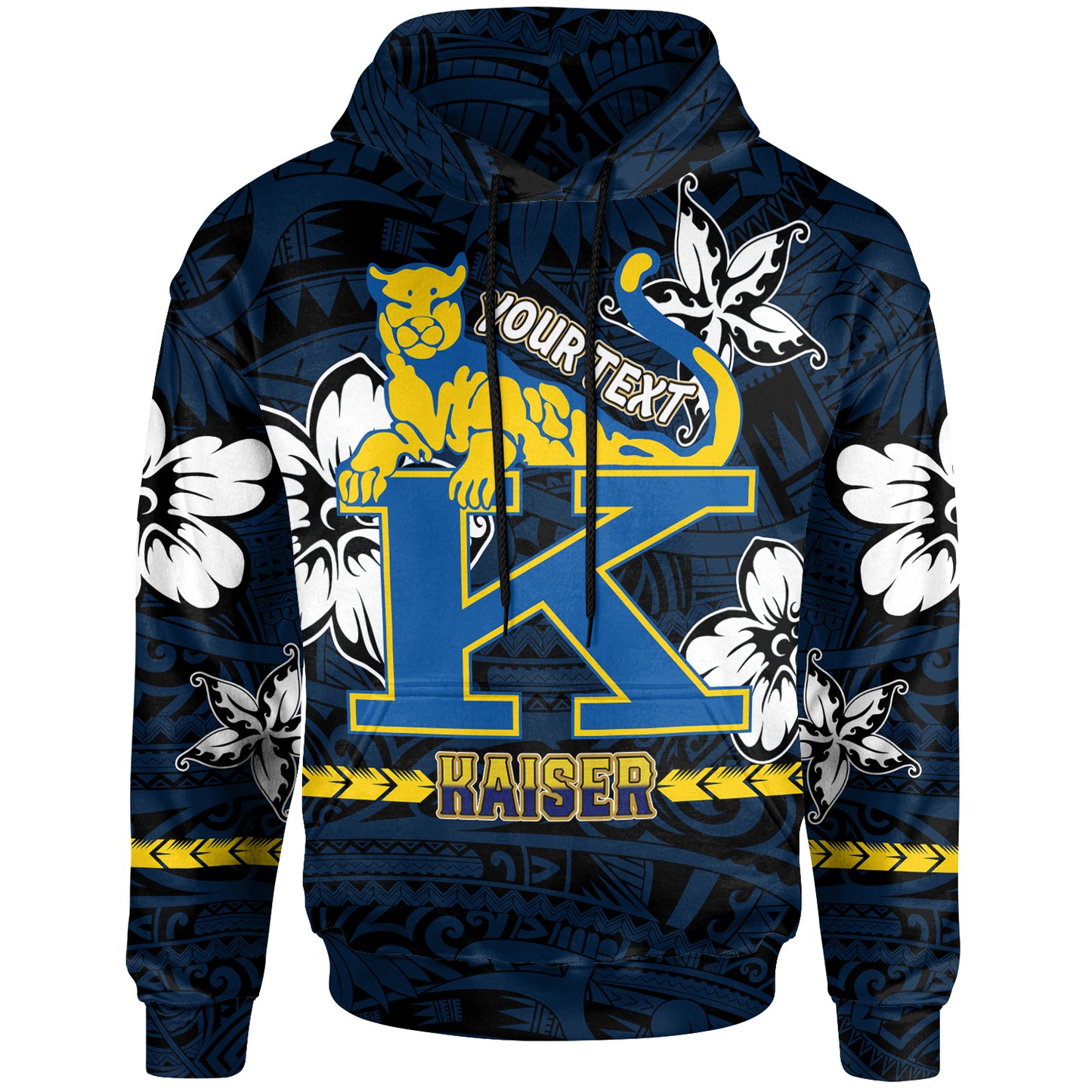 Hawaii Henry J. Kaiser High School Custom Hoodie - Kaiser High School Polynesian With Floral Elements Pattern