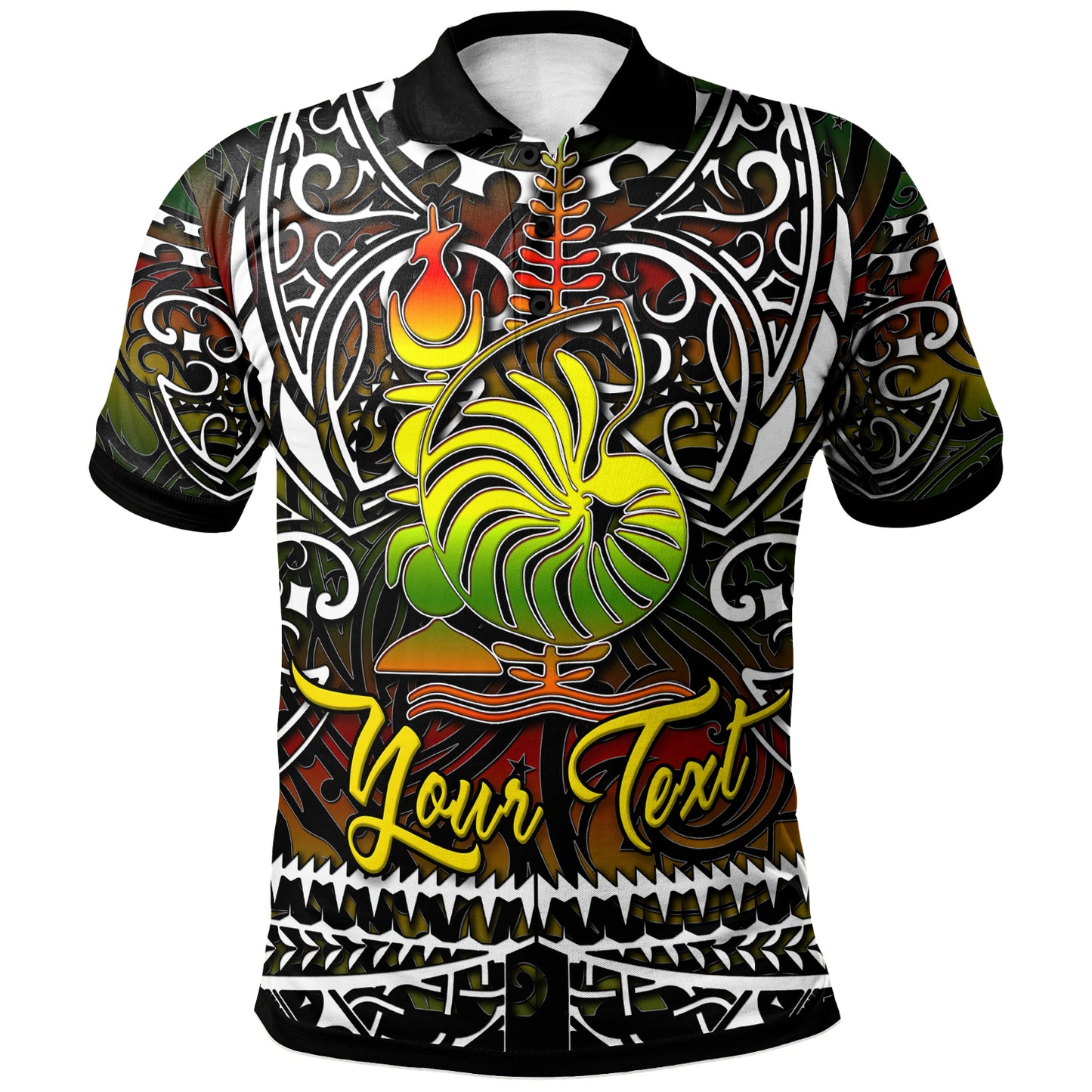 New Caledonia Polo Shirt - Custom New Caledonia Coat Of Arms Polynesian Pattern Polo Shirt