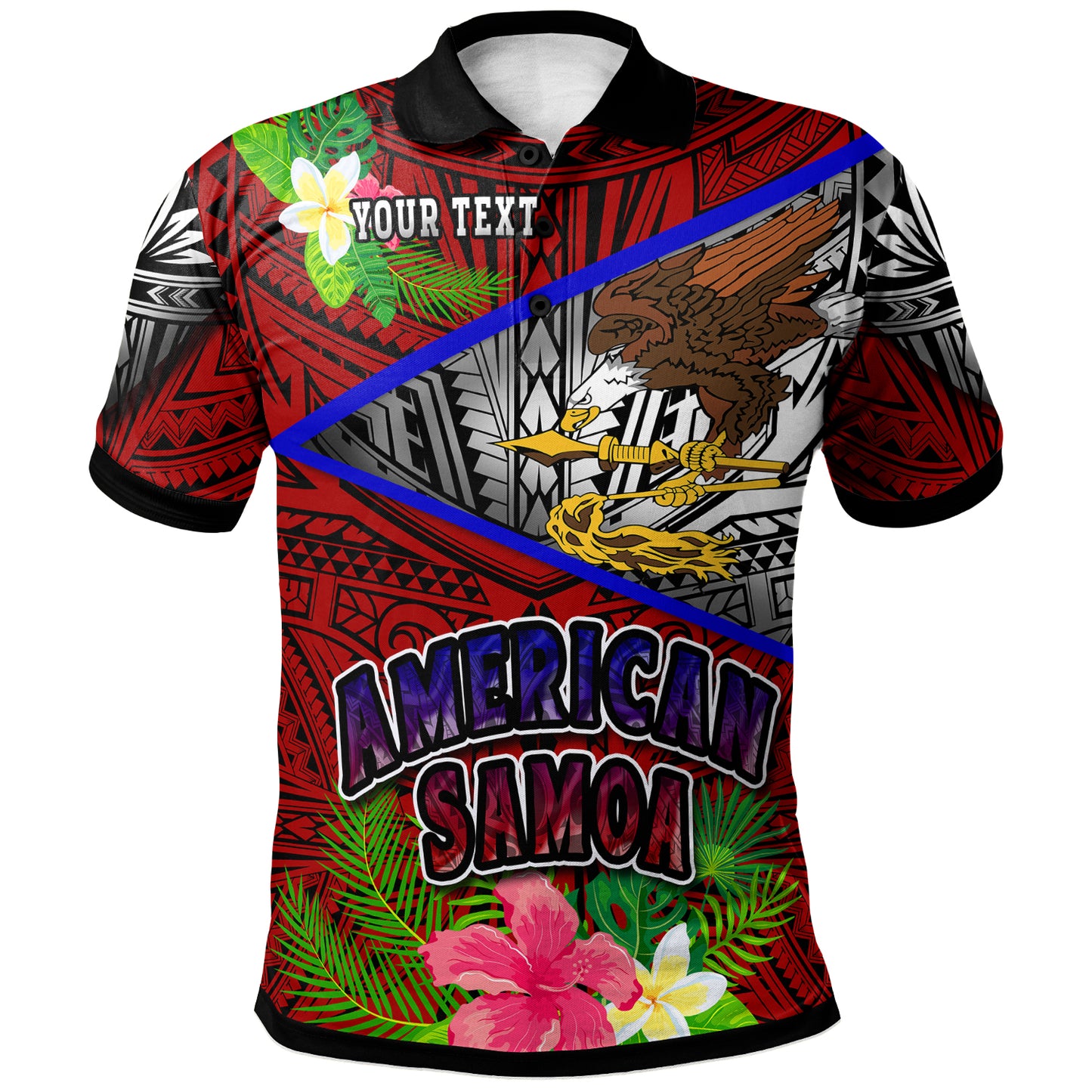 American Samoa Polo Shirt - Custom American Samoa Eagle Flag Style With Polynesian Patterns Polo Shirt