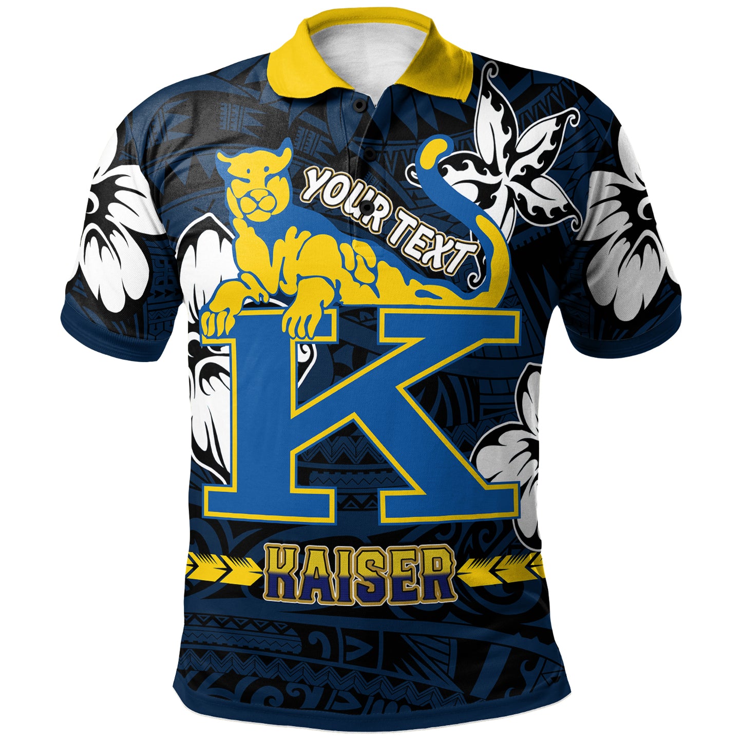 Hawaii Henry J. Kaiser High School Custom Polo Shirt - Kaiser High School Polynesian With Floral Elements Pattern