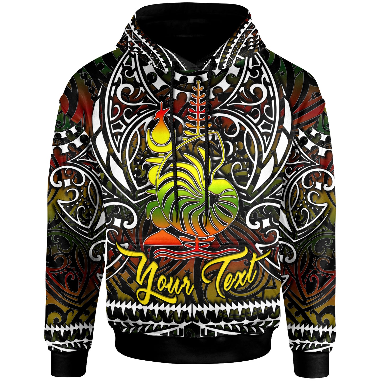 New Caledonia Hoodie - Custom New Caledonia Coat Of Arms Polynesian Pattern Hoodie