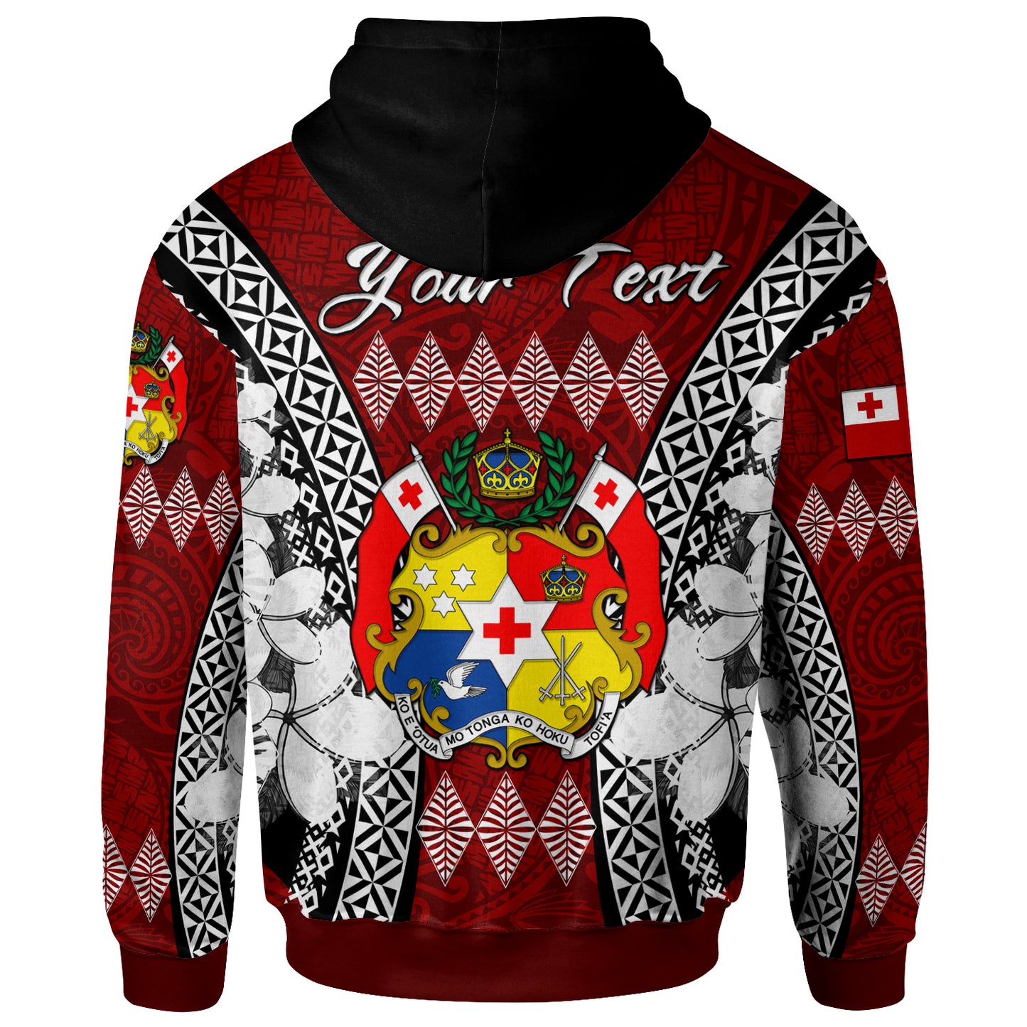 Tonga Hoodie - Custom Pattern Inspired By Tonga And Polynesian With Coat Of Arms Hoodie