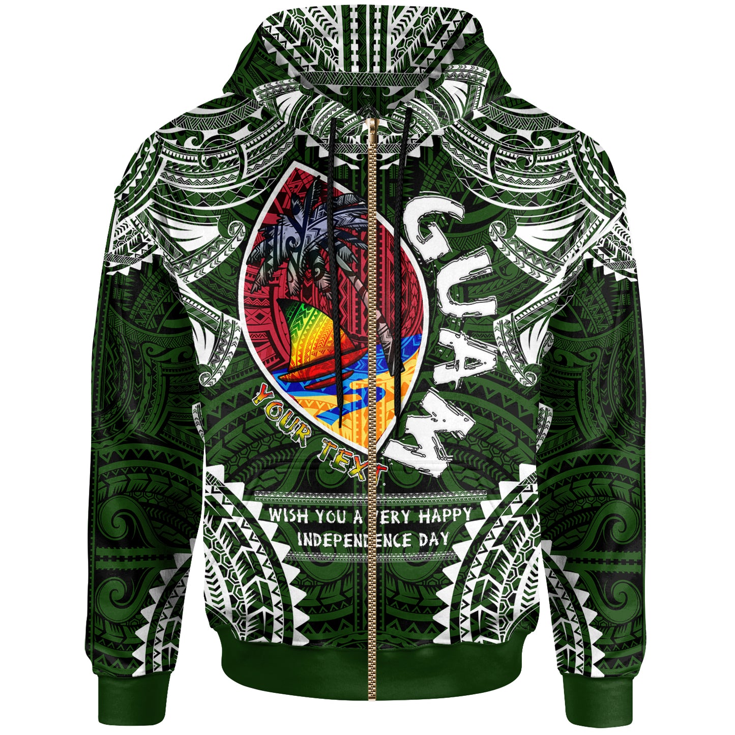 Guam Hoodie - Custom Guam Independence Day '' Wish You A Very Happy Independence Day '' With Polynesian Patterns