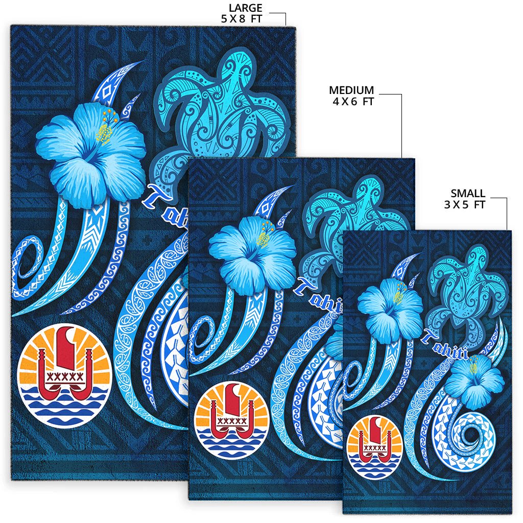Tahiti Area Rug - Turtle and Tribal Tattoo Of Polynesian
