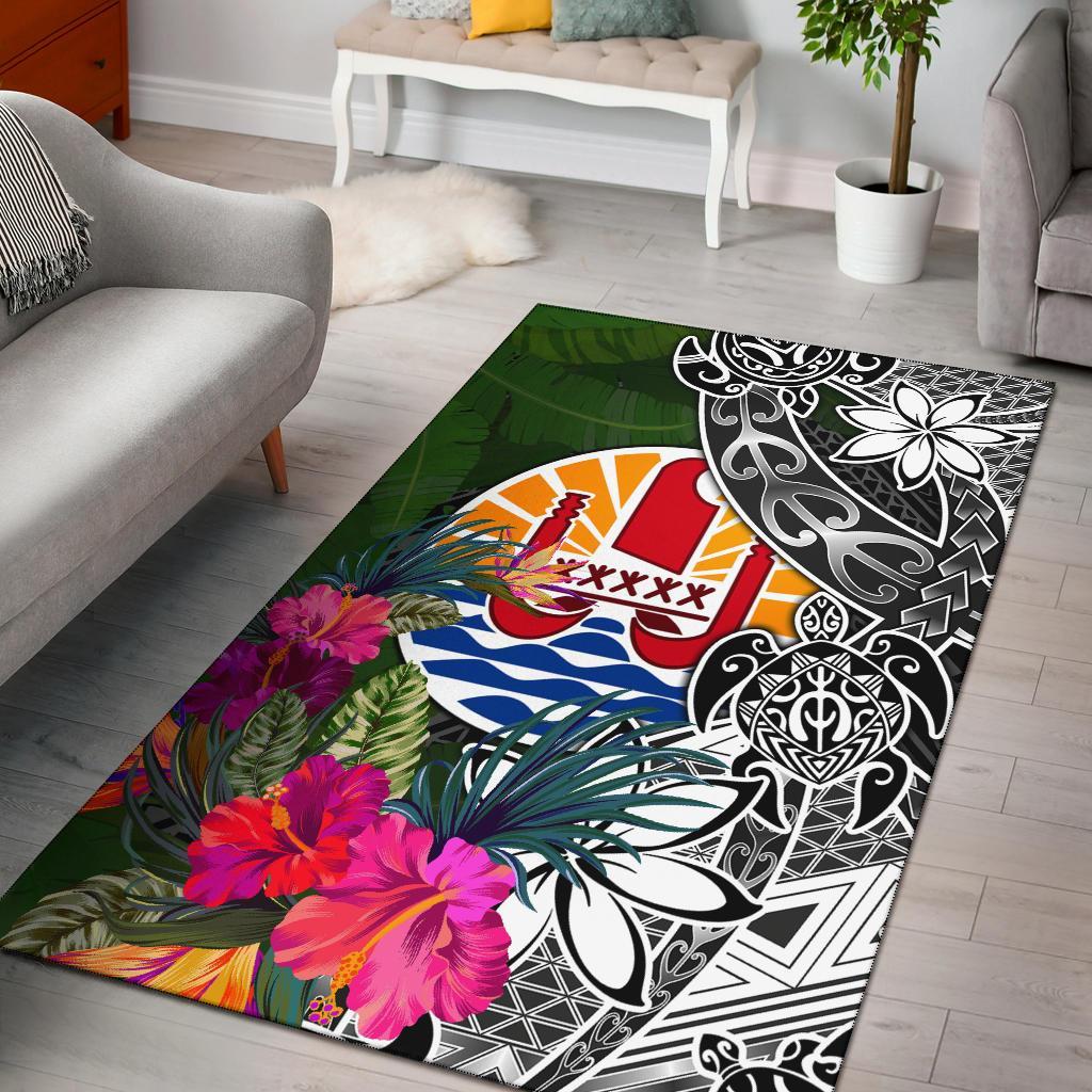 Tahiti Area Rug - Turtle Plumeria Banana Leaf