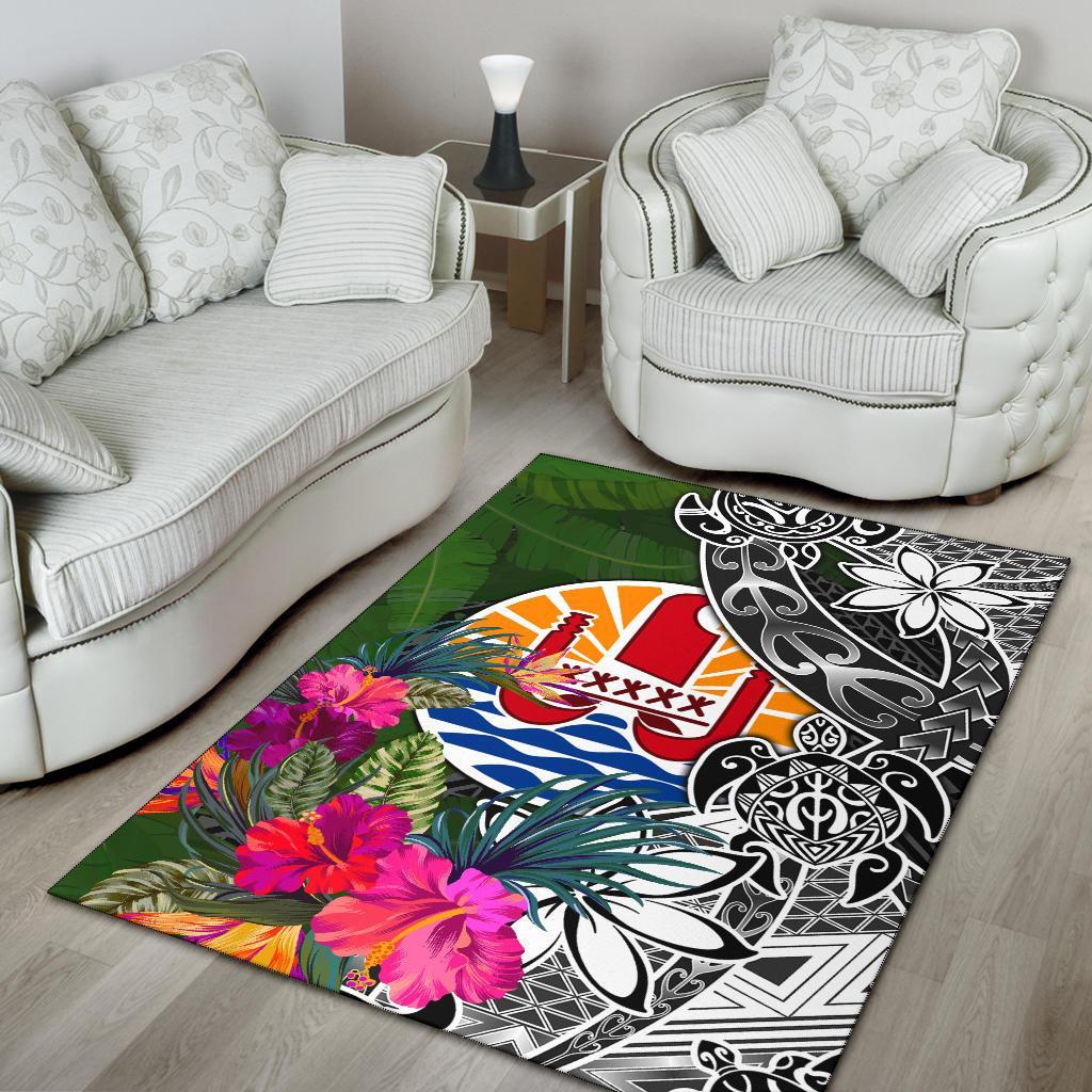 Tahiti Area Rug - Turtle Plumeria Banana Leaf