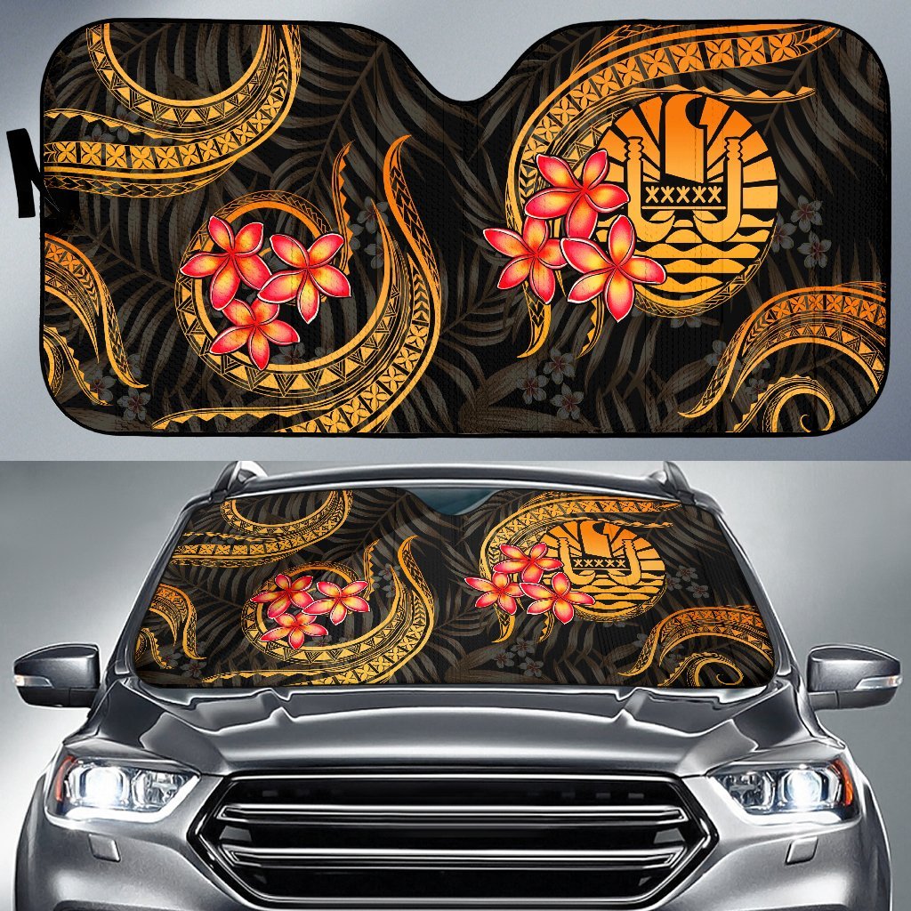 Tahiti Auto Sun Shades - Gold Plumeria