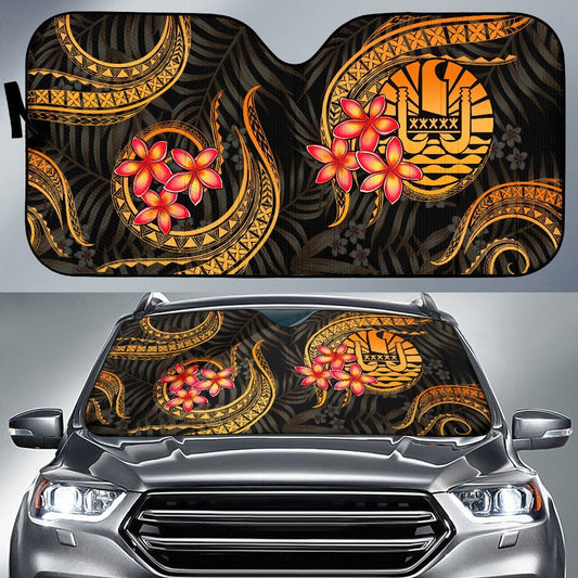 Tahiti Auto Sun Shades - Gold Plumeria