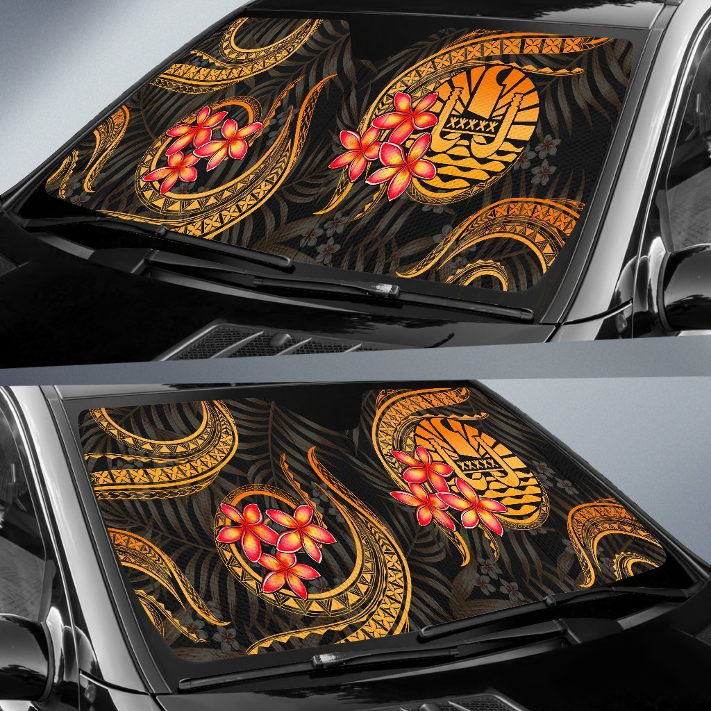 Tahiti Auto Sun Shades - Gold Plumeria