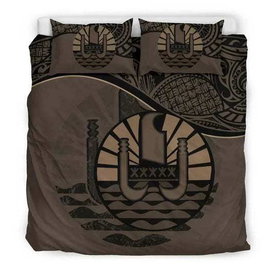 Tahiti Duvet Cover Set - Tahiti Flag Brown