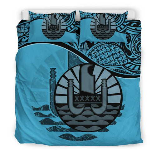 Polynesian Duvet Cover Set - Tahiti Bedding Set Blue